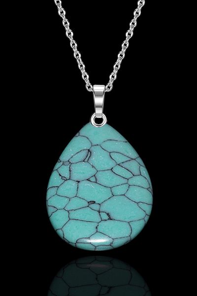 Tesbih Atölyesi Certified Drop Cut Turquoise Stone Necklace - 1st quality