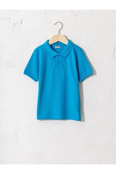 LC Waikiki Boy's Turquoise T-Shirt Polo Neck Basic Short Sleeve Cotton from Your Fashion Style