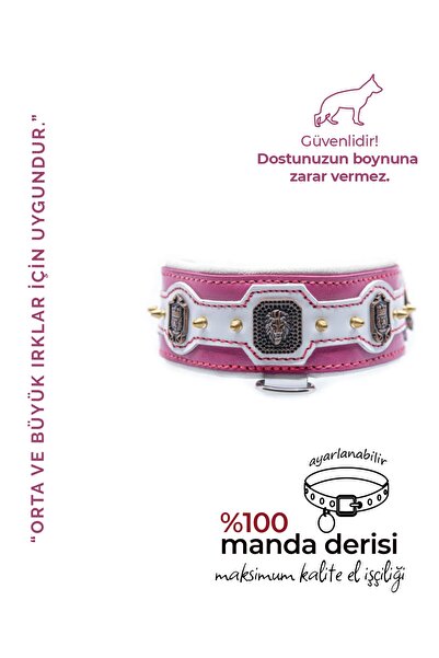 MgTasma El Işçiliği, Özel Tasarım, Hakiki Deri, Pink Dream Dişi Köpek Tasması, Boyun Tasması
