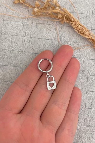 Jaida Moda Unisex Silver Interlocking Heart Figured Dangle Steel Hoop Earrings