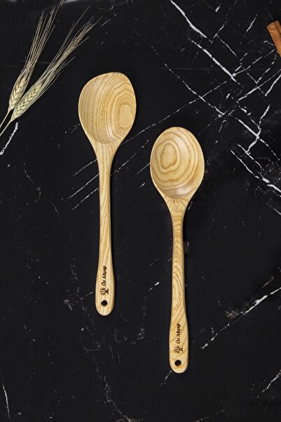 Öz ahsap 2 Parça El Işçiliği Premium 30 Cm Tahta Kaşık , Pilav Kaşığı