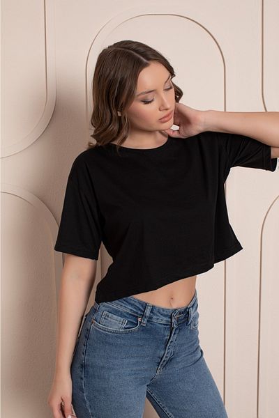 Trendbade Butik Tricou negru crop de damă
