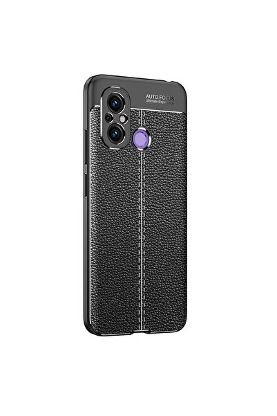 Fibaks Redmi 12C Kılıf Kamera Çıkıntılı Deri Görünümlü Dikiş Desenli Koruyucu...