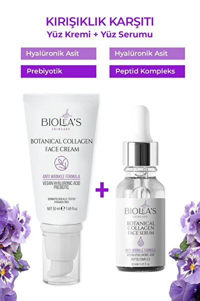 Biolea's skincare Kırışıklık Karşıtı Bitkisel Kolajen Yüz Krem Ve Serum Seti