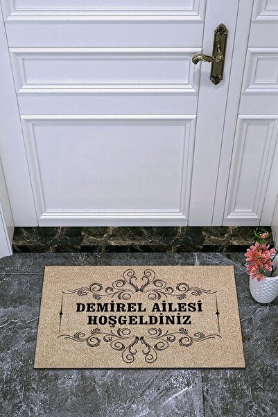 royalmoni Kişiye Özel Üretim Hoşgeldiniz Demirel Ailesi Yazılı Kapı Paspası Kapı Önü Paspas