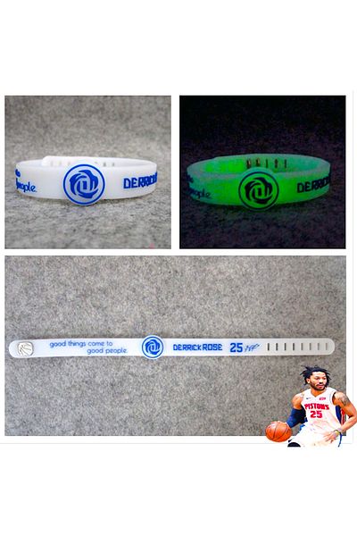 PurpleJam Derrick Rose Adjustable Glow-in-the-Dark White Basketball Bracelet