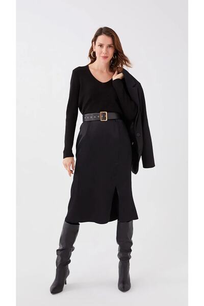 LC Waikiki Fustă de damă din satin uni cu potrivire standard