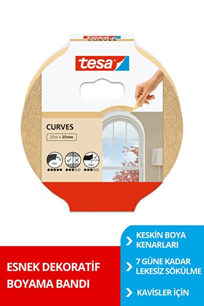 Tesa Esnek Maskeleme Bandı, Kavisler Için Boya Bandı, 25mx25mm - Tamir Bandı