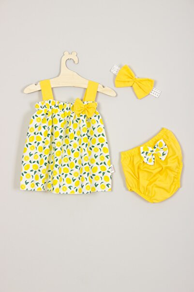 ADABEBEK Lemon Patterned Bandana Panty Top and Bottom Baby Set