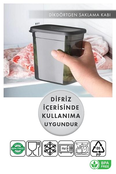 AES HOME 24 Pieces Jumbo Size Rectangular Storage Container 2000 Ml Anthracite (with tag gift)