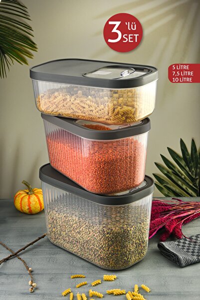 Pazarika Set of 3 Multibox Maxi Storage Container with Slide Lid 1x (5 Liters...