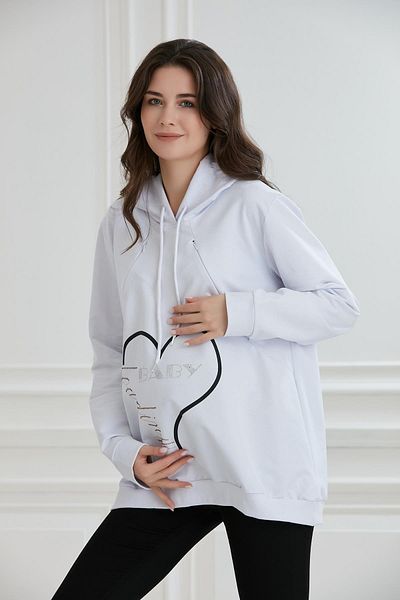 Işşıl 8626-Stoned Print Breastfeeding Detail Maternity Sweatshirt