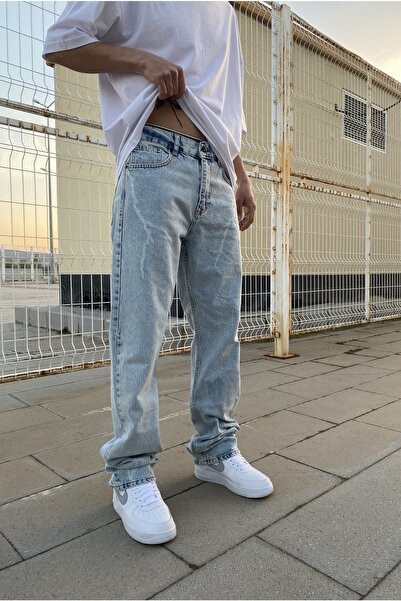 XPUPPETWEAR Yıldırım Detay Açık Buz Mavi Loose Fit Jean