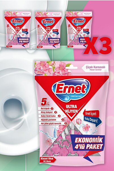 Ernet Ultra Hijyen Klozet Blok Çiçek Karnavalı 4x50 G 3'lü Set X3