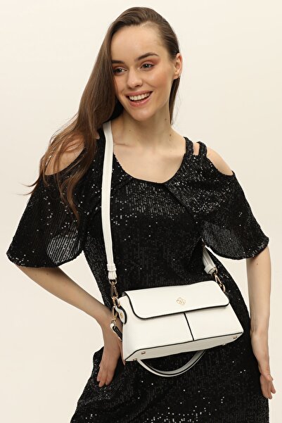 Morpelikan Geantă de umăr pentru femei cu detaliu alb al logo-ului