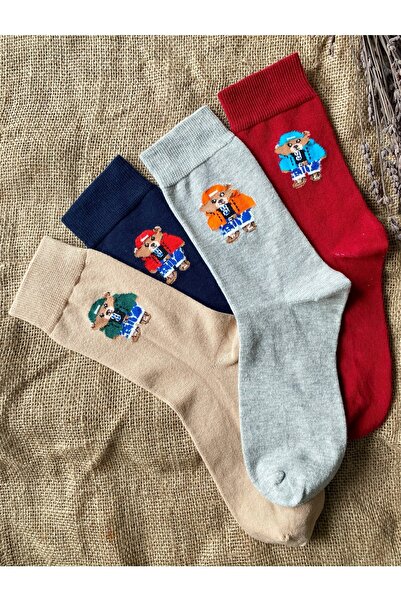 footmania Σετ 4 ζευγαριών αρκουδάκι Unisex κάλτσες (ρύγχος χωρίς ραφή)