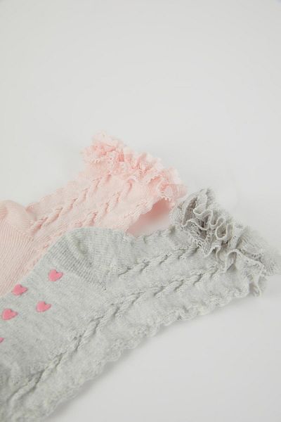 DeFacto Girl Baby Non-Slip Sole 2-Piece Cotton Long Socks A1416a5ns