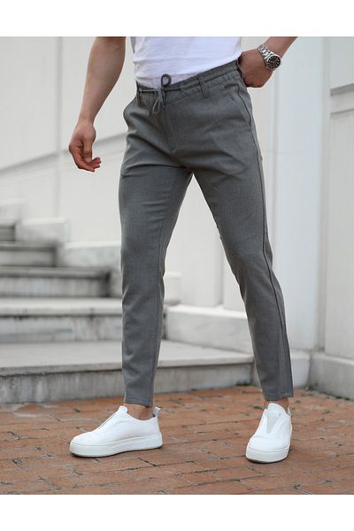 JACK CAPRİO Anthracite Gray Men's Jogger - Elastic Waist, Soft Fabric