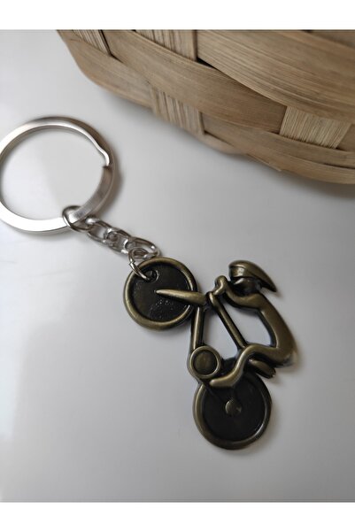 Esey Dizayn Bisiklet Anahtarlık Antik Sarı