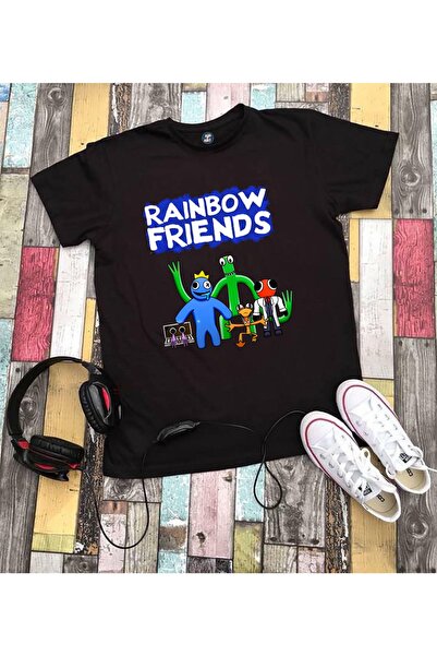 RYO FASHİON Crna dječja majica kratkih rukava Rainbow Friends
