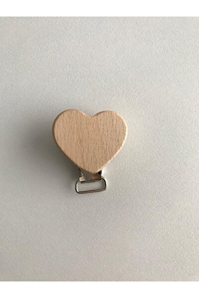 TRENDHOBİEVİ Emzik Zinciri Ahşap Klipsi ( Kalp ) 5 Adet