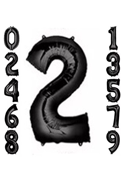ikm balon 2 Rakam 34 Inç / 76 Cm Siyah Folyo Balon / Helyumlu Doluma Uygun