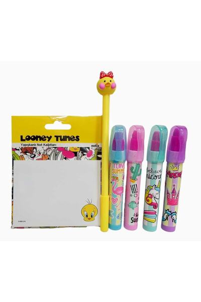 sevgi kırtasiye Unicorn Flamingo 4 Lü Yumurtlayan Silgi Seti Yapışkanlı Notlu...