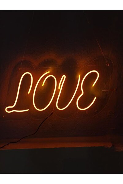 ÇAKRA Neon Led Love Yazı (amber 12v Neon Led) Tablo (4mm Pleksi-40x20cm)