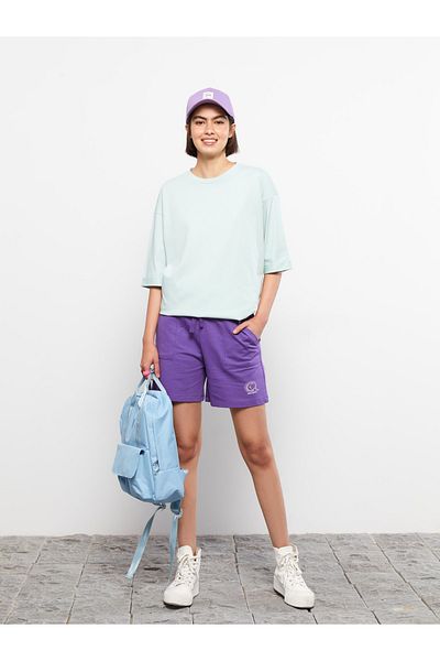 LC Waikiki Pantaloni scurti de damă cu imprimeu cu talie elastică, cu detaliu de buzunar