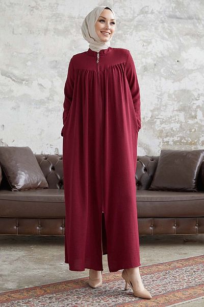 InStyle Ayrobin Abaya cu Robă Violena - Roșu Claret