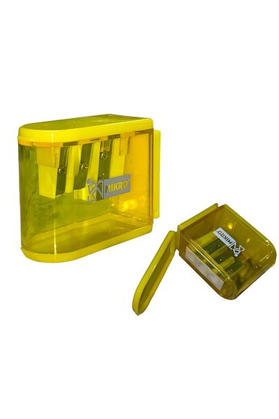 Mikro Mk-2025 Three-Eyed Pencil Sharpener - Yellow