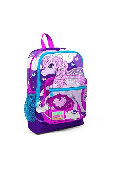 Coral High حقيبة مدرسية بأربعة أقسام بنمط وحيد القرن 23708