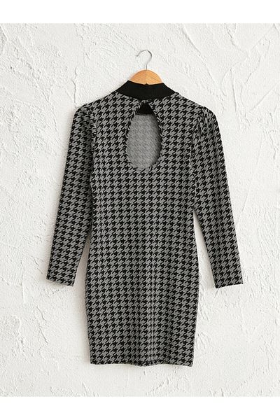 LC Waikiki Rochie neagră de damă cu model Houndstooth din stilul tău fashion