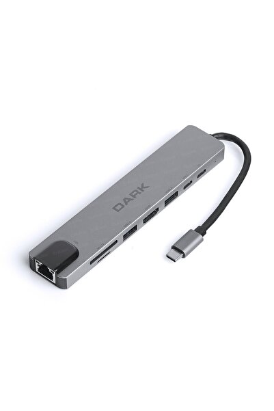 Dark Dk-ac-u31x40 Usb 3.1 Type-c 8 In1 Ether-hdmı-tf Sd Kart Okuyucu- Usb 3.0...