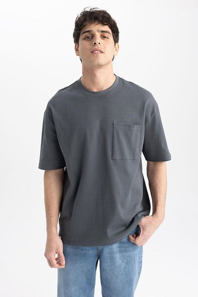DeFacto Crew Neck Oversize T-Shirt - 100% Cotton, Short Sleeve, Heavy Fabric T3661Az23Sp