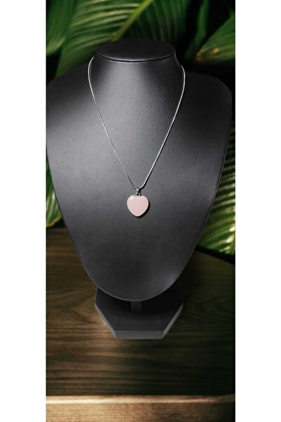 sade kirtasiye Kalp Kolye, Doğal Taş Kolye, Pembe Kuvars Kolye, Pembe Kuvars ...