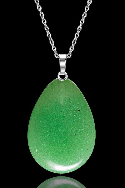 Tesbih Atölyesi Certified Drop Model Aventurine Stone Necklace (WITH SILVER DEVICE)