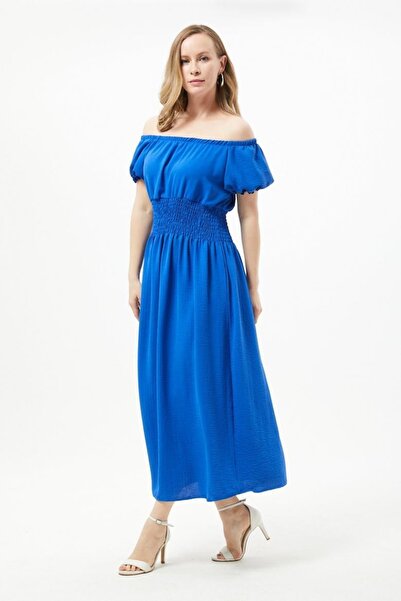 Freeista Cobalt Blue Madonna Collar Dress