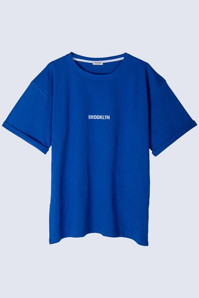 LEONE KOLEKSİYON تي شيرت بروكلين كبير الحجم مطبوع