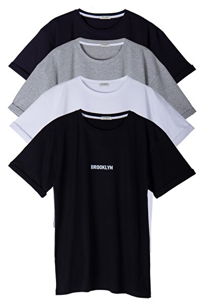 LEONE KOLEKSİYON Бруклін Принт Unisex Чорно-біло-синьо-сірий колір Oversize 4...