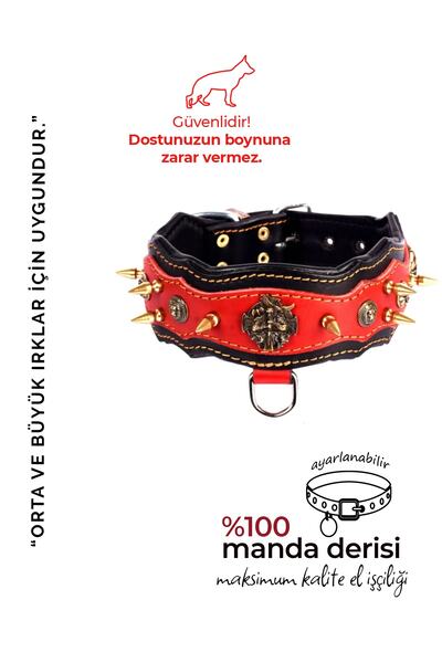 MgTasma El Işçiliği, Özel Tasarım, Hakiki Manda Derisi, Thor Serisi Dikenli Köpek Tasması, Boyun Tasması