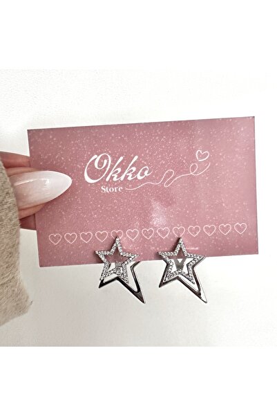 Okko Store Üç Boyutlu Yıldız Model 2'li Küpe