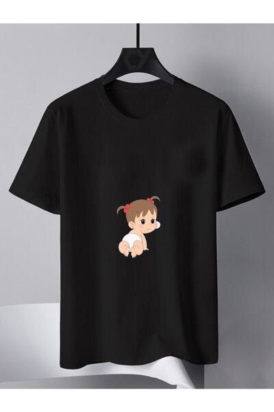 blausee wear Μπλουζάκι εγκυμοσύνης Μαύρο Ειδικού Σχεδιασμού Βαμβακερό