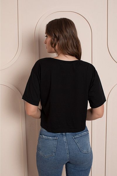 Trendbade Butik Tricou negru crop de damă