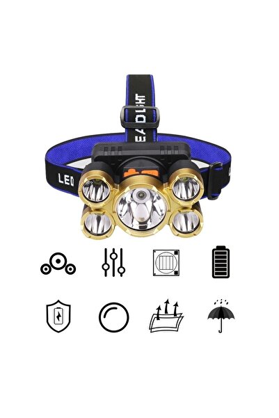 Janva Taka Riko 150w Ultra Güçlü Led Şarjlı 5 Led 5x Cree Led Kafa Feneri Avc...