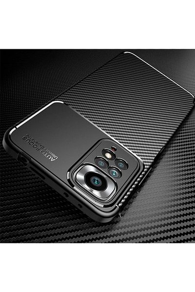 Fibaks جراب Redmi Note 12 Pro بنمط كربوني لحماية الكاميرا، غطاء سيليكون أسود مقاوم للألوان