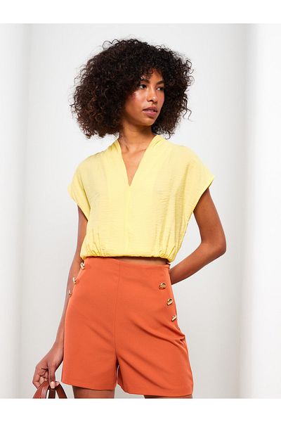 LC Waikiki Dámské šortky Lcw Vision Matte Orange s vysokým pasem Standard Fit Straight