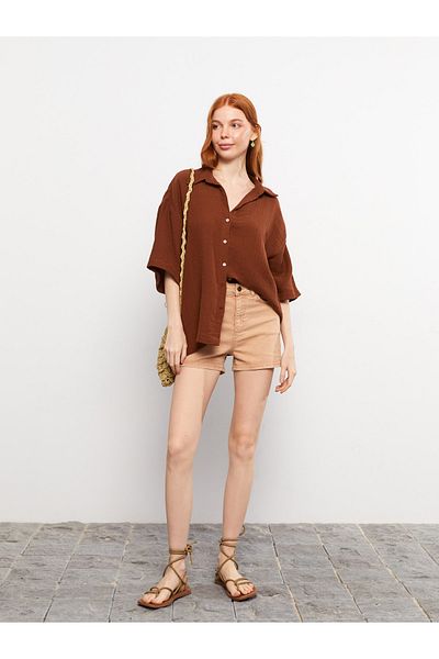LC Waikiki Mom Fit Jeansshorts für Damen mit flacher Tasche