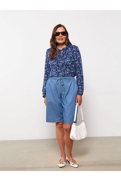 LC Waikiki Pantaloni scurți de blugi pentru femei, drepti, cu talie elastică