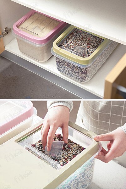 fitfiyat Multibox 10 Liter Sliding Lid Multi-Purpose Flour Food Dry Pulses Food Storage Container 3 Pieces!